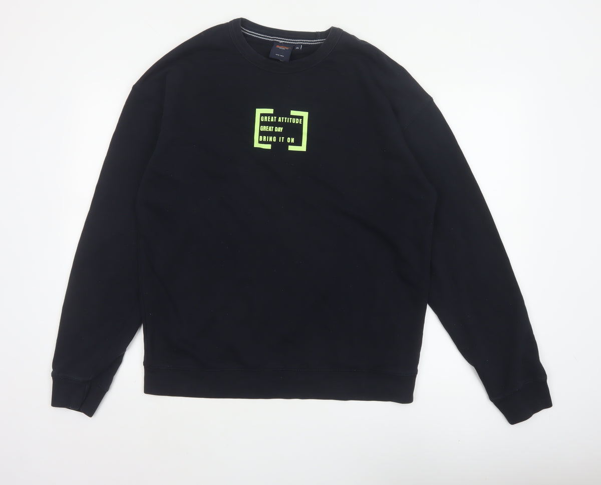 Outfitters Men's Black XL Pullover Crew Neck Graphic Print Sweatshirt
