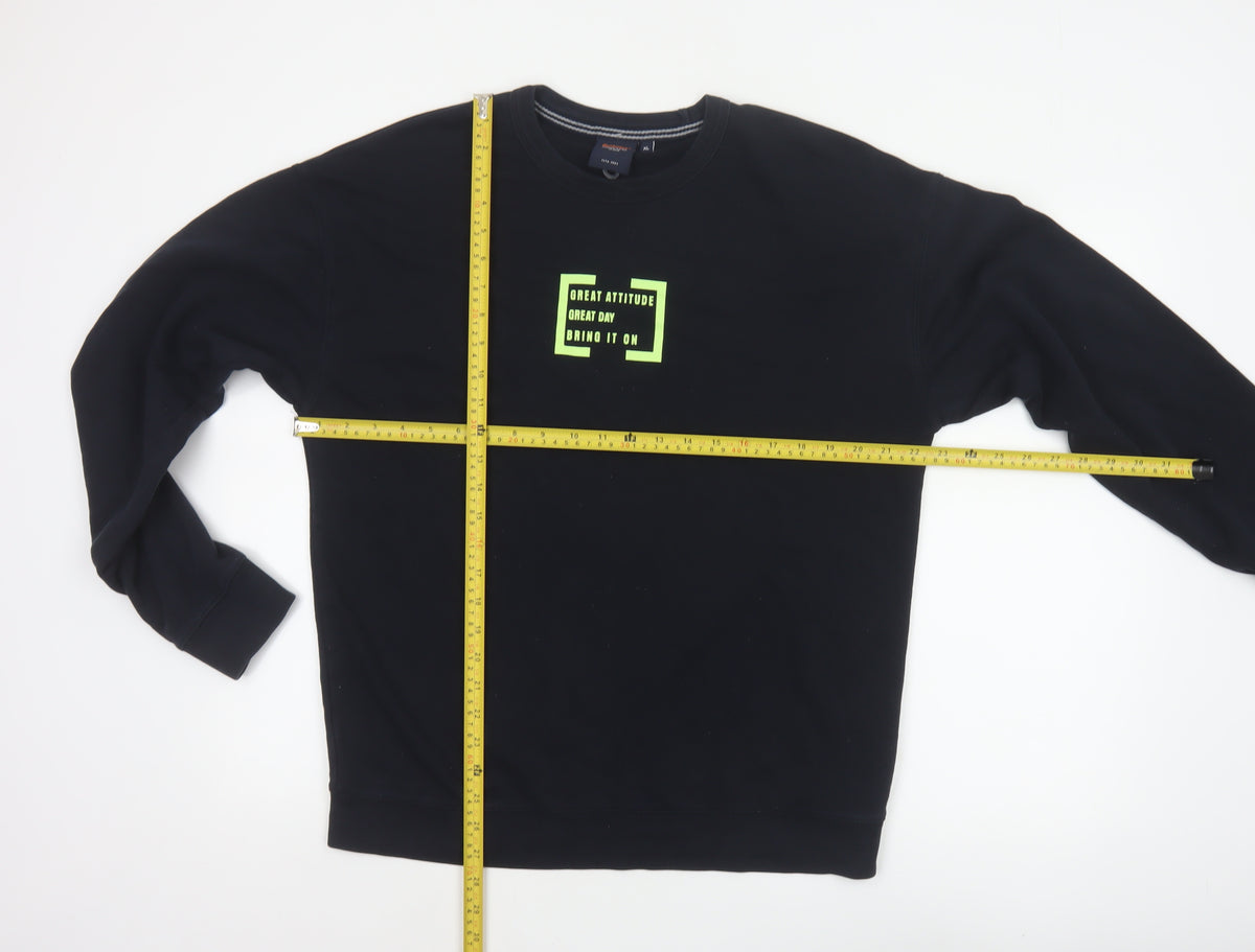 Outfitters Men's Black XL Pullover Crew Neck Graphic Print Sweatshirt
