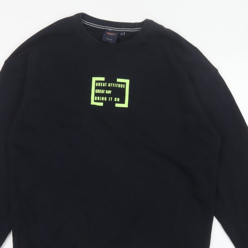 Outfitters Men's Black XL Pullover Crew Neck Graphic Print Sweatshirt