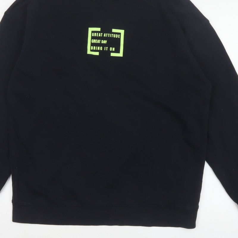 Outfitters Men's Black XL Pullover Crew Neck Graphic Print Sweatshirt
