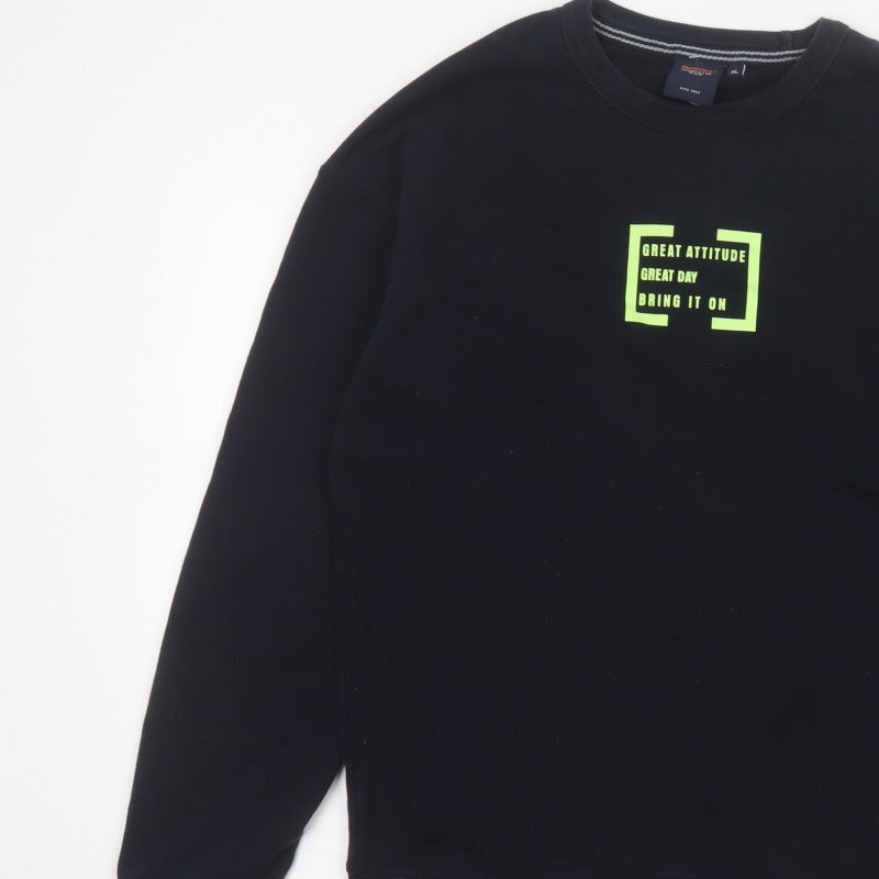 Outfitters Men's Black XL Pullover Crew Neck Graphic Print Sweatshirt