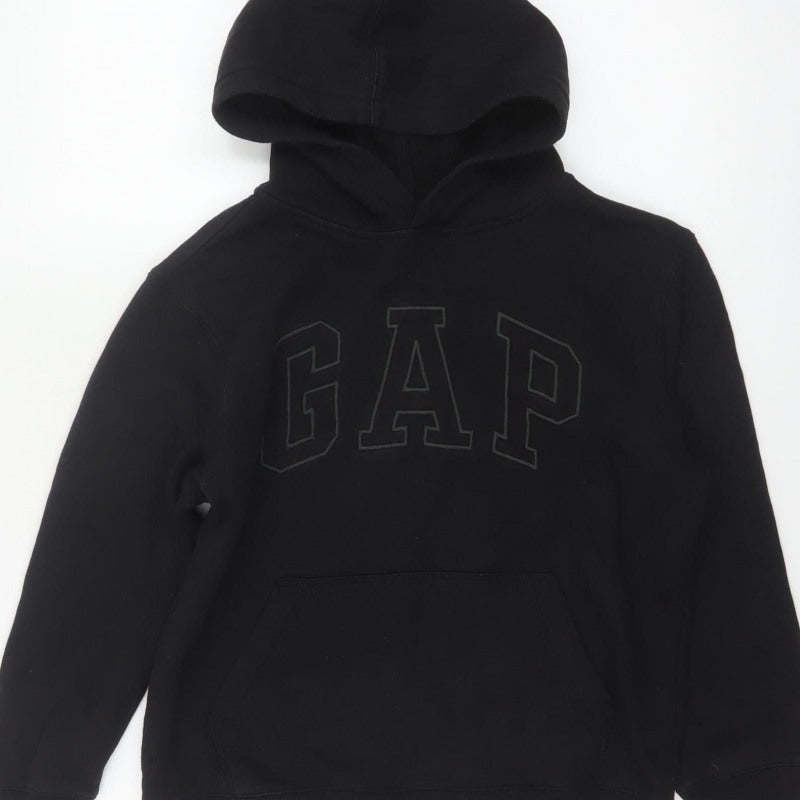 GAP Kids Boys Black Logo Pullover Hoodie 10-11 Years