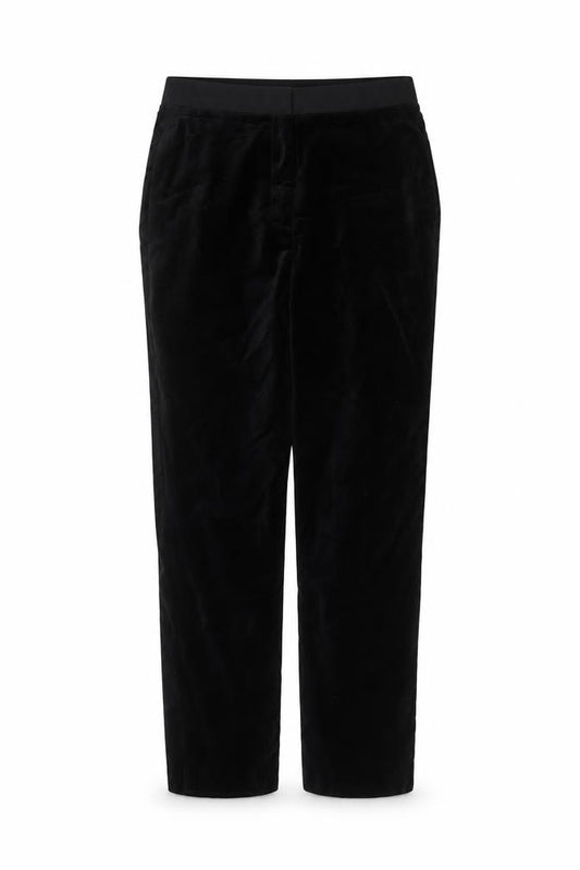 Marks & Spencer Women Black Size 12 Regular Velvet Straight Dress Trousers