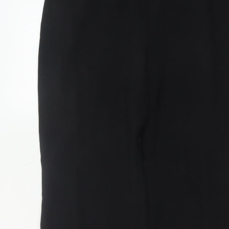 Marks and Spencer Women Black UK 12 Straight Pull-On Stretch Trousers