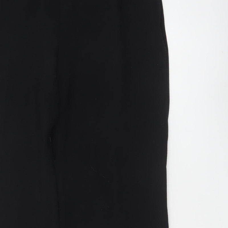 Marks and Spencer Women Black UK 12 Straight Pull-On Stretch Trousers