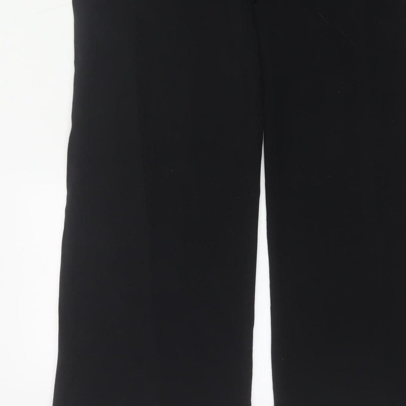 Marks and Spencer Women Black UK 12 Straight Pull-On Stretch Trousers