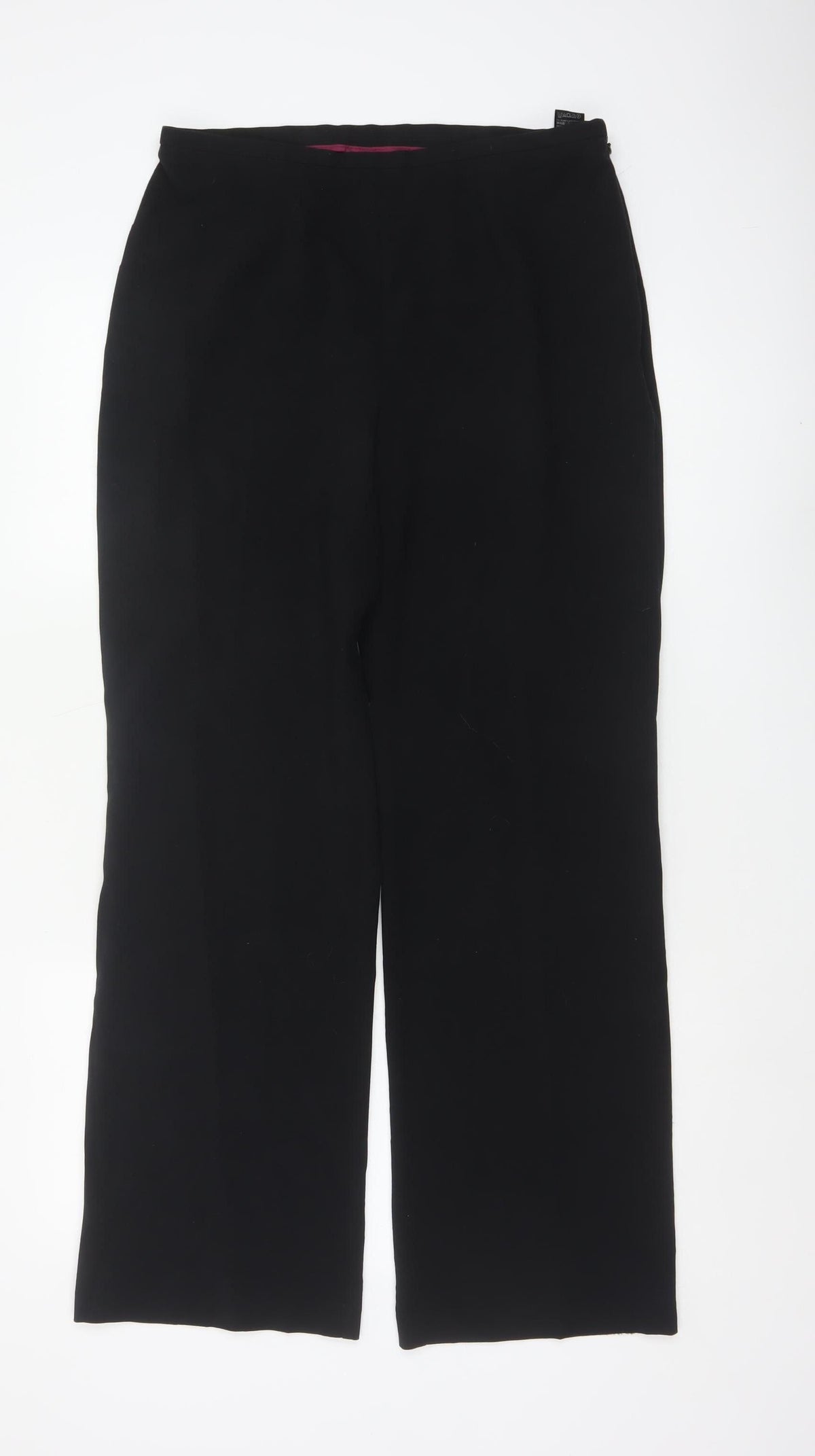 Marks and Spencer Women Black UK 12 Straight Pull-On Stretch Trousers