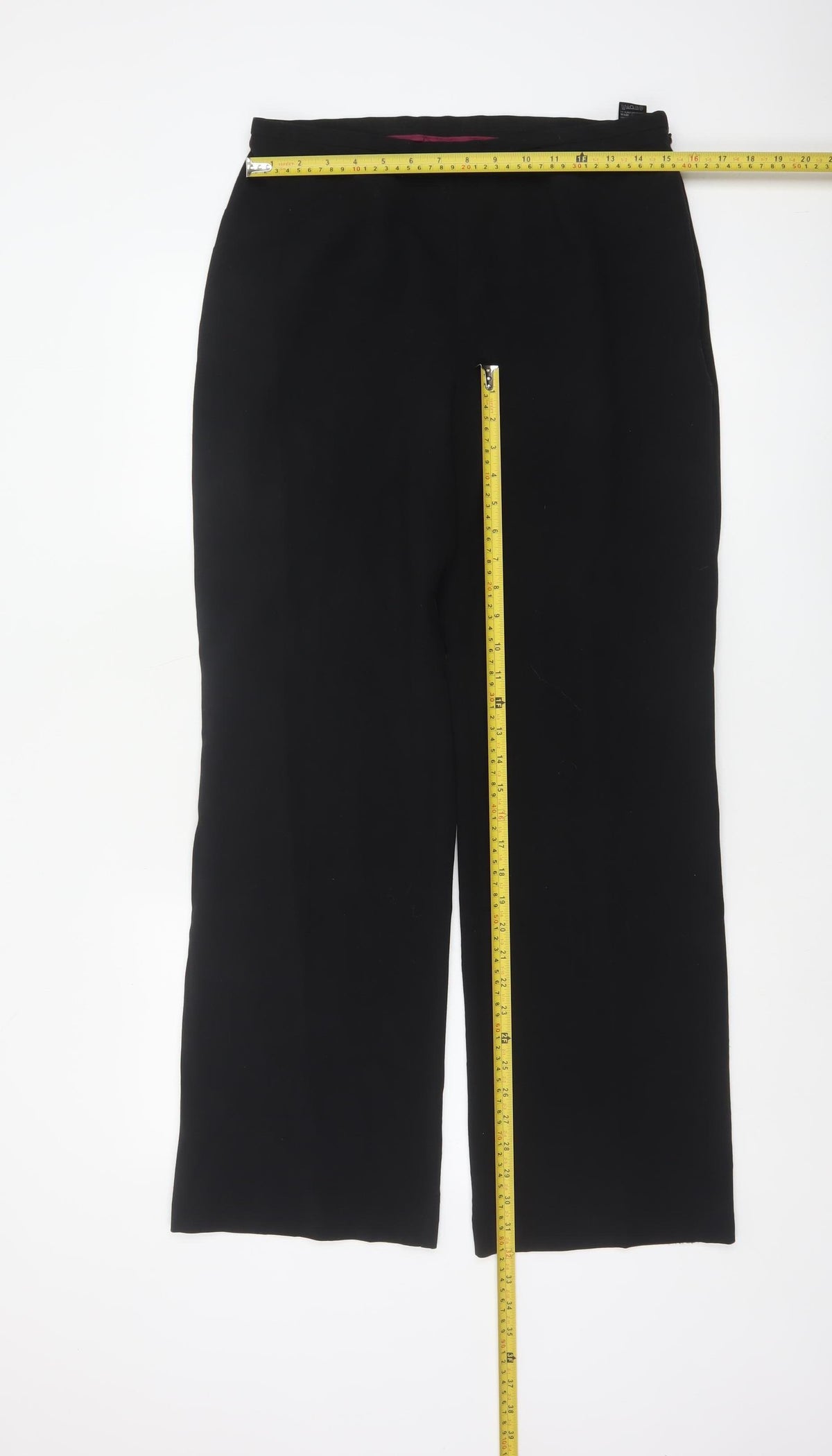 Marks and Spencer Women Black UK 12 Straight Pull-On Stretch Trousers