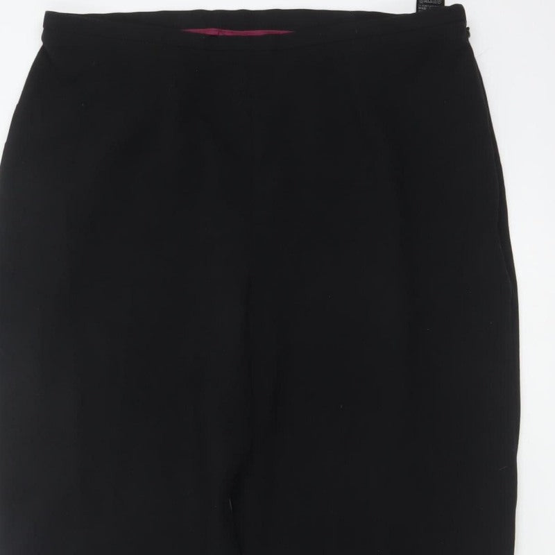 Marks and Spencer Women Black UK 12 Straight Pull-On Stretch Trousers