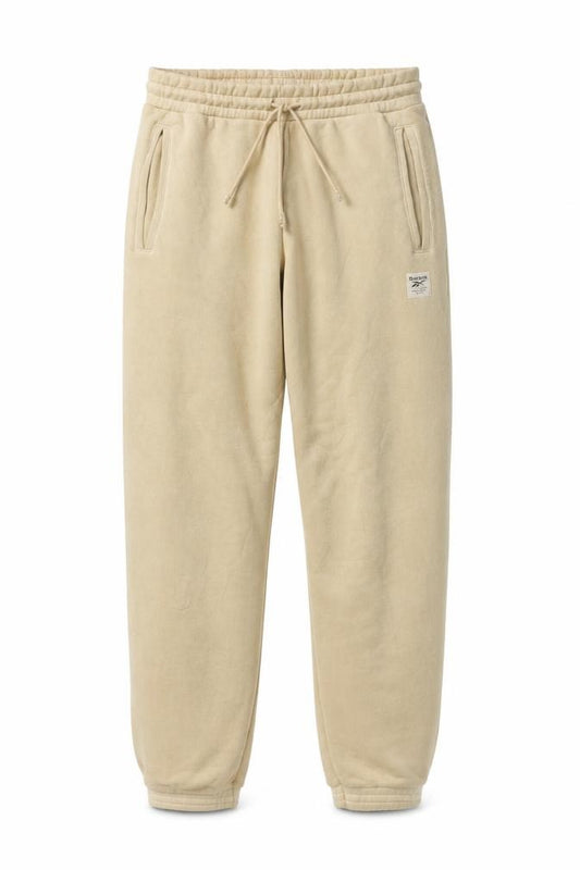 Reebok Mens Beige Organic Cotton Jogger Trousers Size S Logo