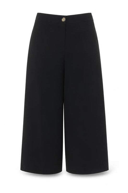 M&S Women’s Black UK 10 High Rise Cropped Wide Leg Trousers