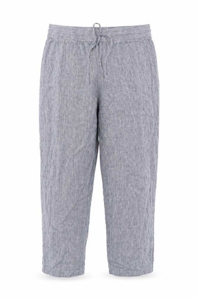 Lands' End Women Blue UK 12 Petite Linen Drawstring Trousers