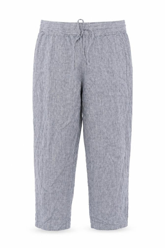 Lands' End Women Blue UK 12 Petite Linen Drawstring Trousers