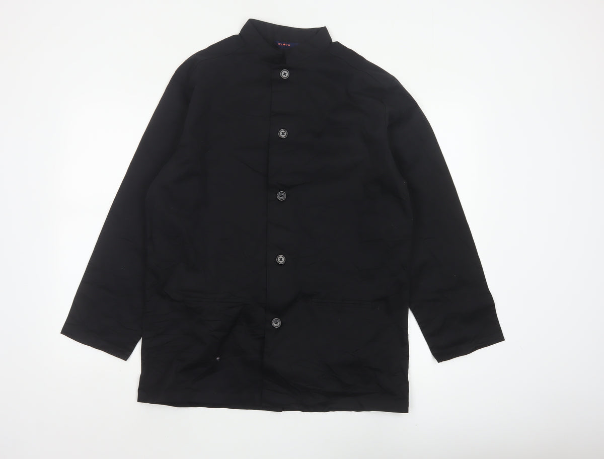 Kloth Men’s Black M Stand-Up Collar Cotton Stretch Button Jacket