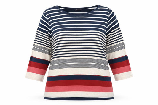 Marks and Spencer Women Multicoloured UK 24 Striped 3/4 Sleeve Tunic Top