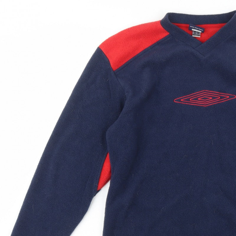 Umbro Men’s Navy Red Small V-Neck Fleece Pullover Sweatshirt