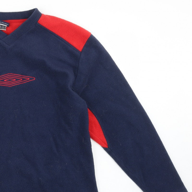 Umbro Men’s Navy Red Small V-Neck Fleece Pullover Sweatshirt