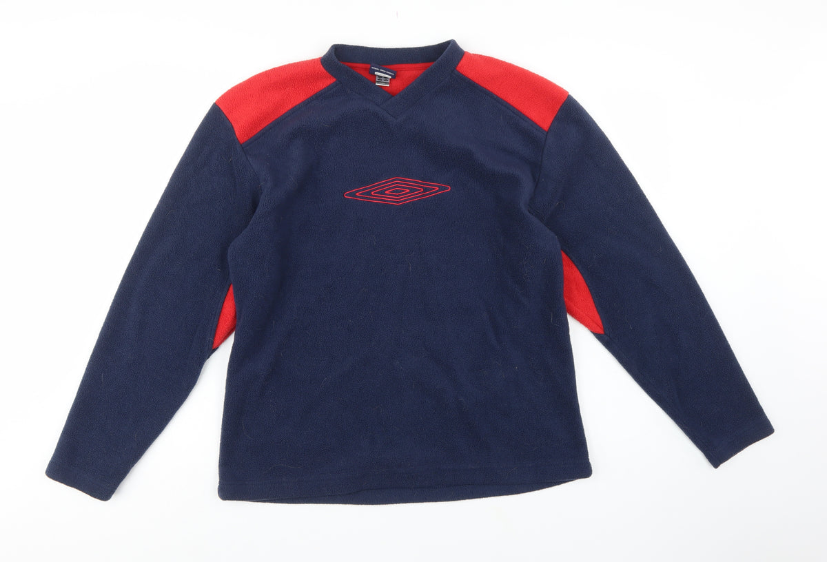 Umbro Men’s Navy Red Small V-Neck Fleece Pullover Sweatshirt