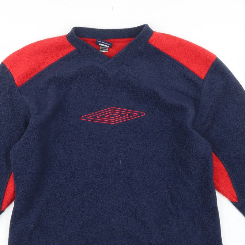 Umbro Men’s Navy Red Small V-Neck Fleece Pullover Sweatshirt