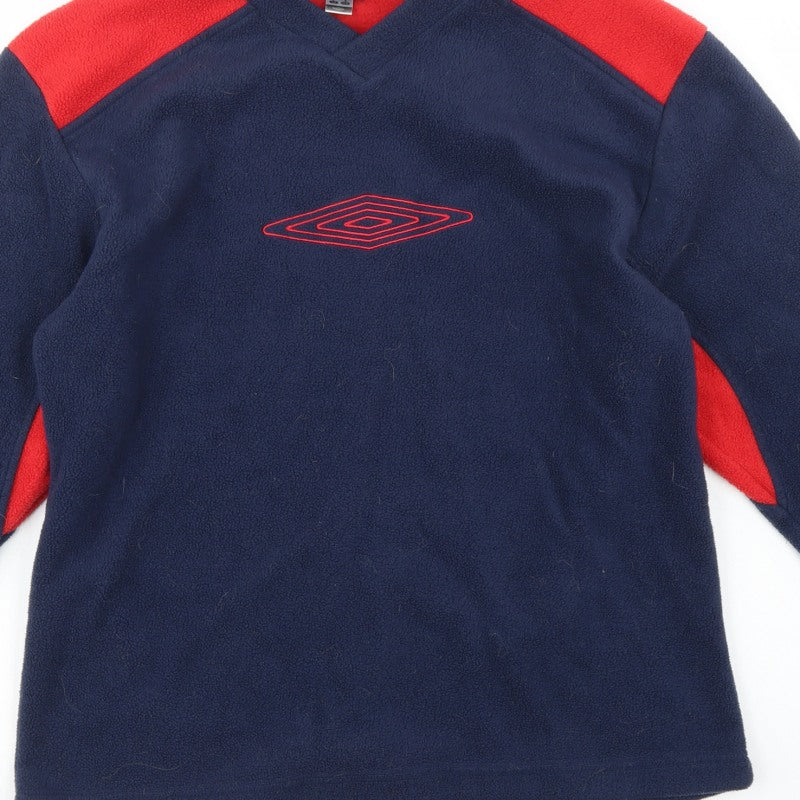 Umbro Men’s Navy Red Small V-Neck Fleece Pullover Sweatshirt