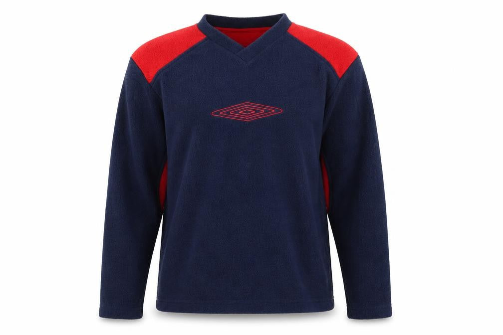 Umbro Men’s Navy Red Small V-Neck Fleece Pullover Sweatshirt