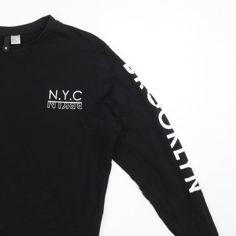 H&M Divided Women’s Black M NYC Brooklyn Logo Pullover Sweatshirt