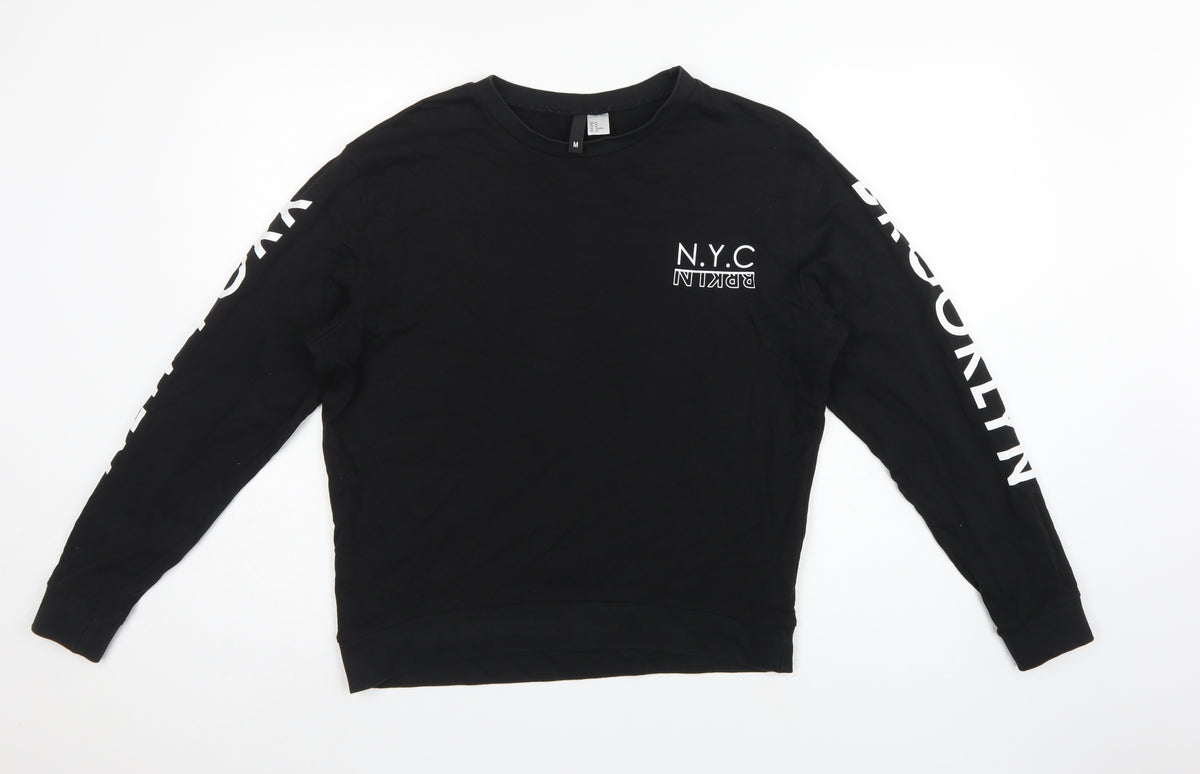 H&M Divided Women’s Black M NYC Brooklyn Logo Pullover Sweatshirt
