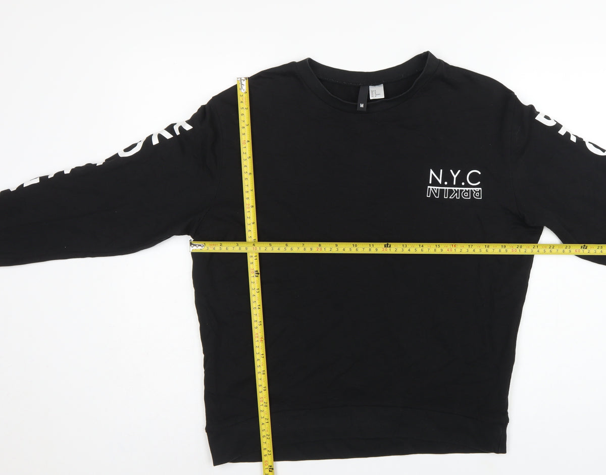 H&M Divided Women’s Black M NYC Brooklyn Logo Pullover Sweatshirt