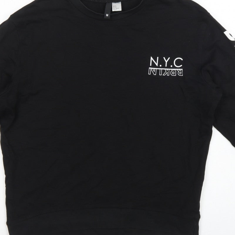 H&M Divided Women’s Black M NYC Brooklyn Logo Pullover Sweatshirt