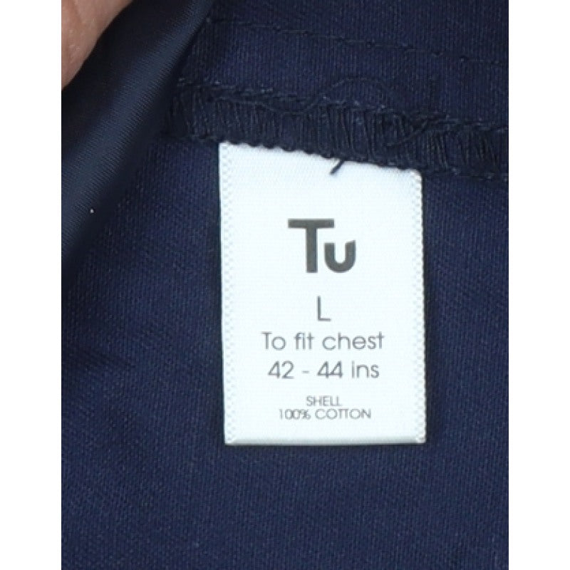 TU Men’s Navy L Cotton Double-Breasted Trench Coat Lined