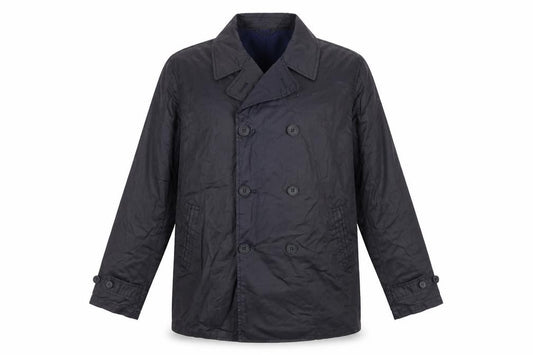 TU Men’s Navy L Cotton Double-Breasted Trench Coat Lined