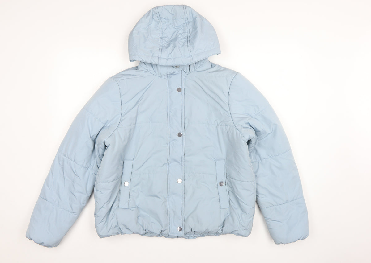 Marks & Spencer Women Blue UK 12 Hooded Puffer Jacket