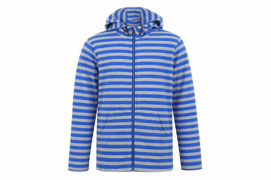 Mountain Warehouse Boys Blue Grey Striped Hooded Fleece Jacket 13 Years