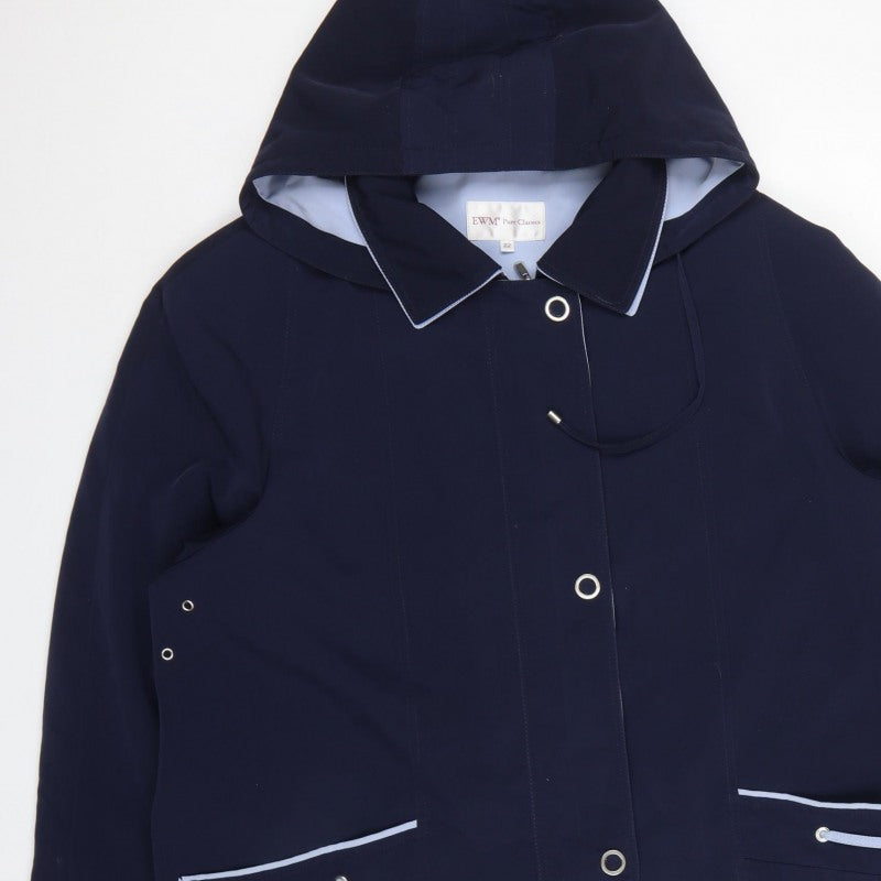 EWM Pure Classics Women Blue UK 22 Hooded Rain Jacket Coat