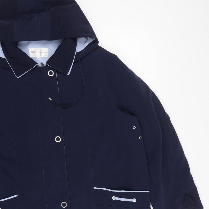 EWM Pure Classics Women Blue UK 22 Hooded Rain Jacket Coat