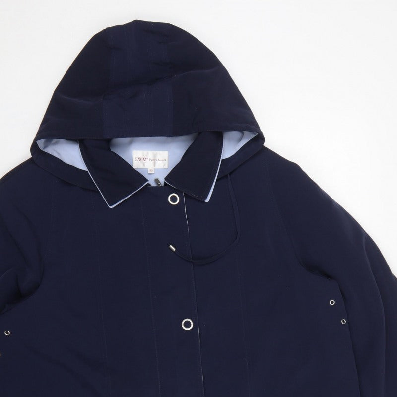 EWM Pure Classics Women Blue UK 22 Hooded Rain Jacket Coat