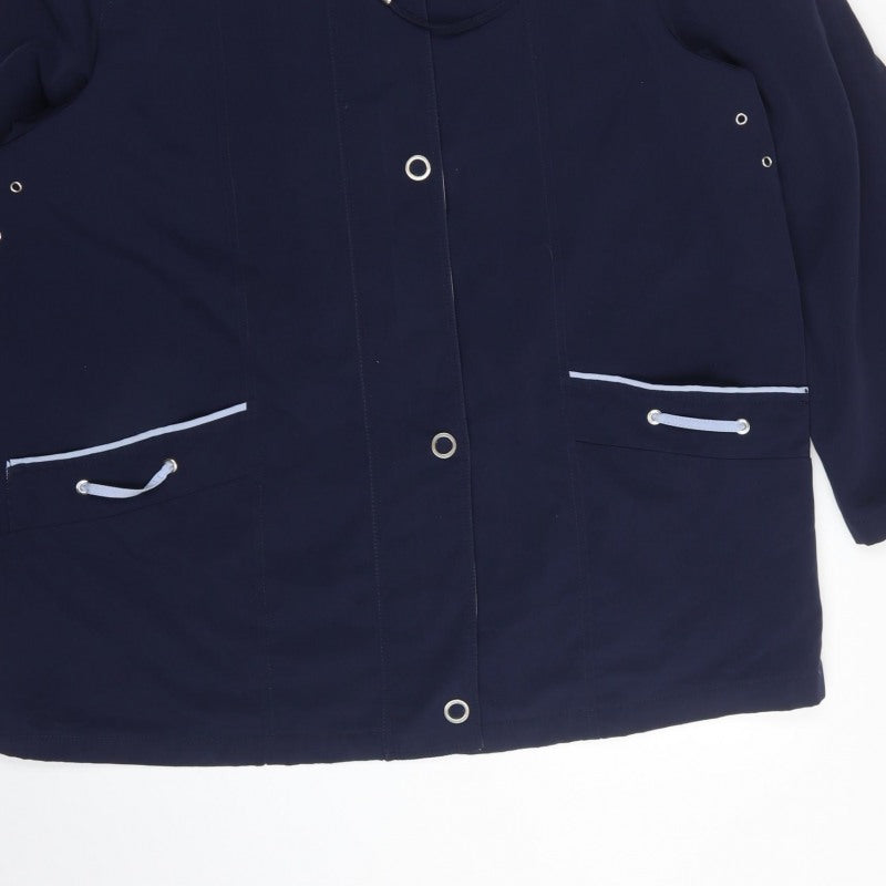 EWM Pure Classics Women Blue UK 22 Hooded Rain Jacket Coat
