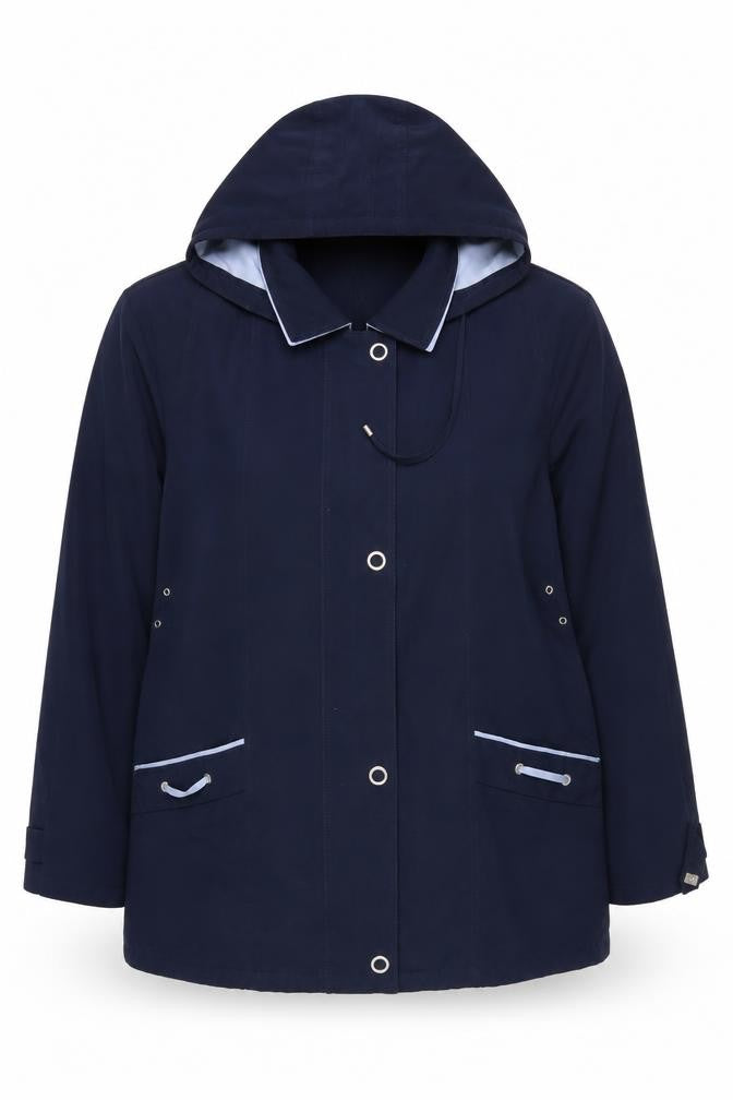 EWM Pure Classics Women Blue UK 22 Hooded Rain Jacket Coat