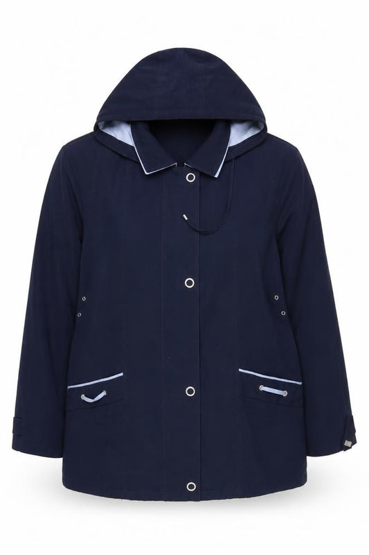 EWM Pure Classics Women Blue UK 22 Hooded Rain Jacket Coat