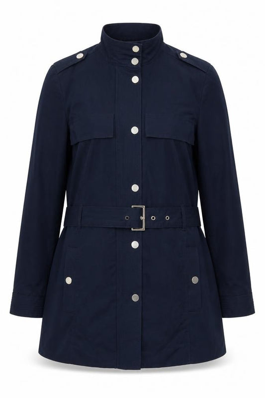 Marks and Spencer Women Blue UK 20 Military Belted Mid-Length Coat