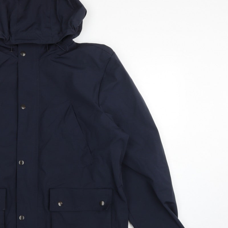 Next Men's Blue XL Hooded Parka Jacket Polyester Cotton Lined