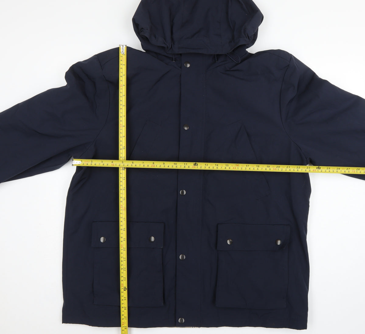 Next Men's Blue XL Hooded Parka Jacket Polyester Cotton Lined