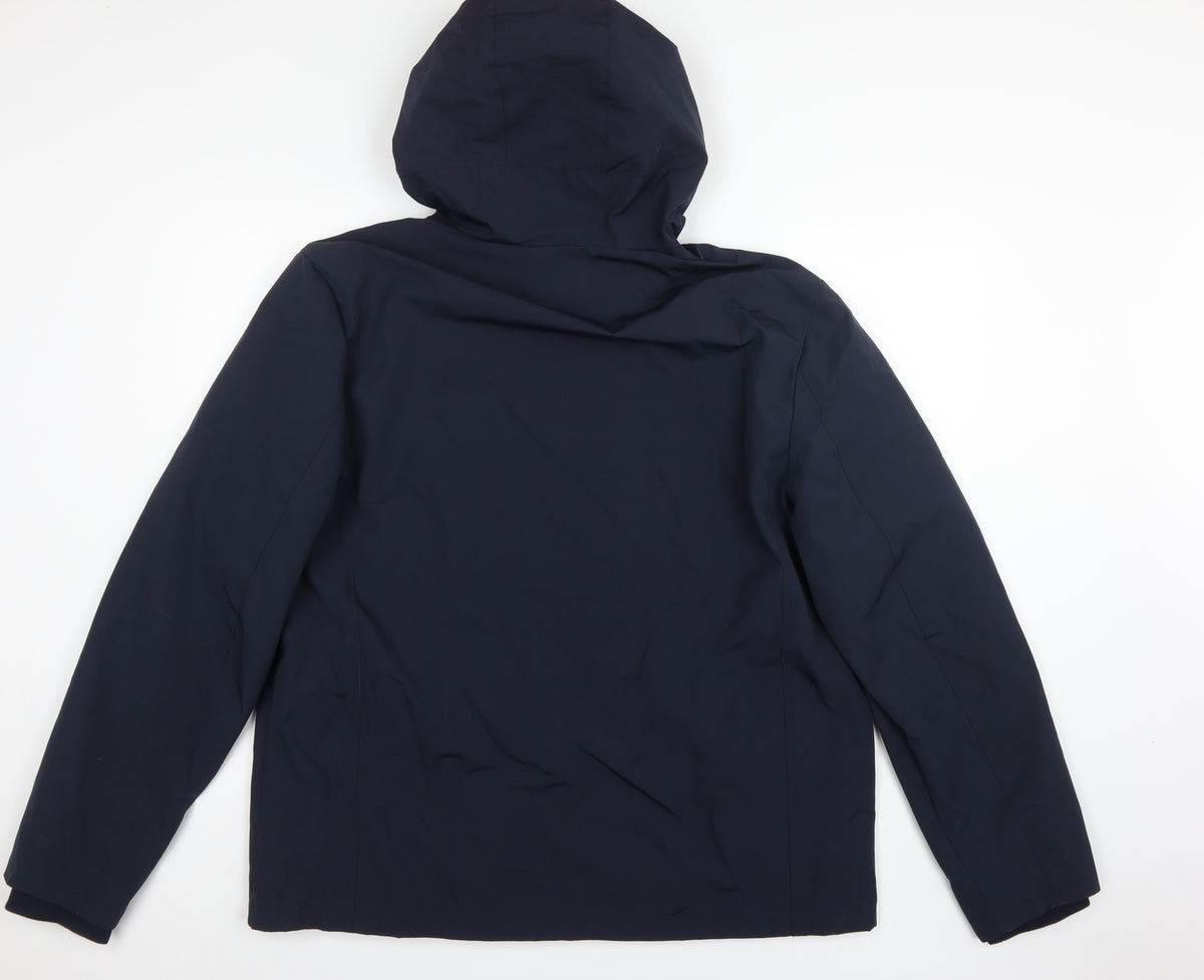 Next Men's Blue XL Hooded Parka Jacket Polyester Cotton Lined