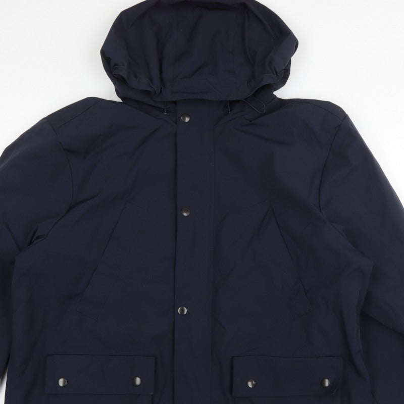 Next Men's Blue XL Hooded Parka Jacket Polyester Cotton Lined
