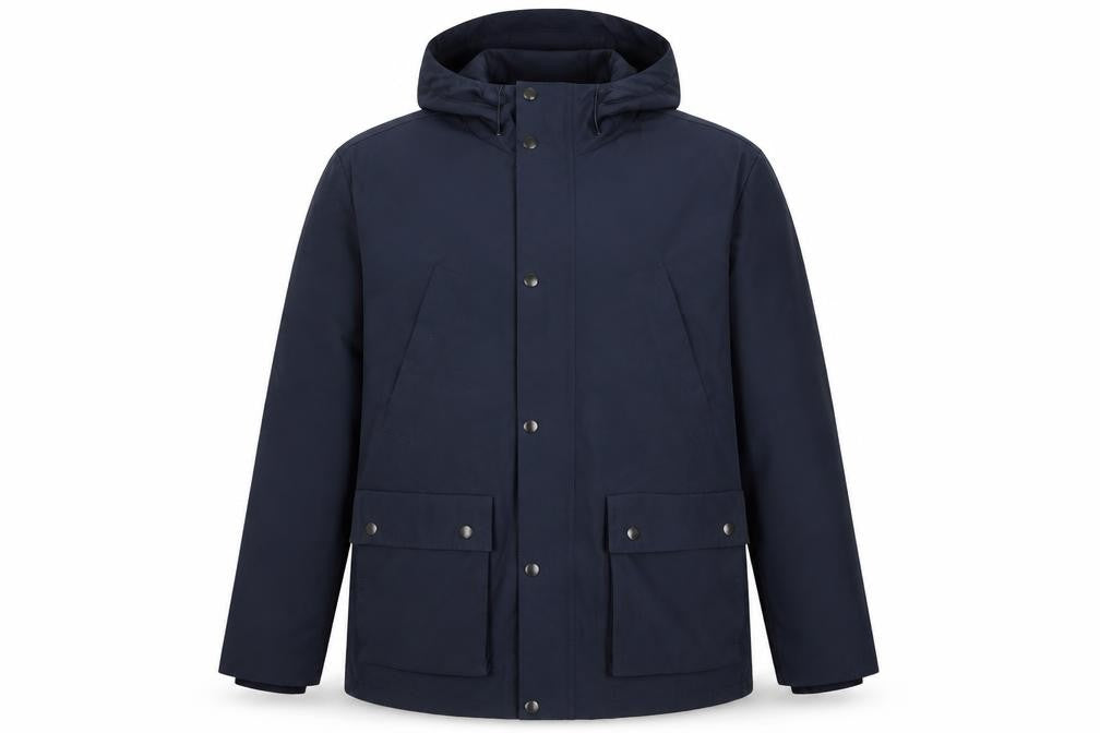 Next Men's Blue XL Hooded Parka Jacket Polyester Cotton Lined