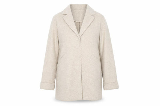 Bershka Women Beige S Herringbone Tweed Mid-Length Overcoat