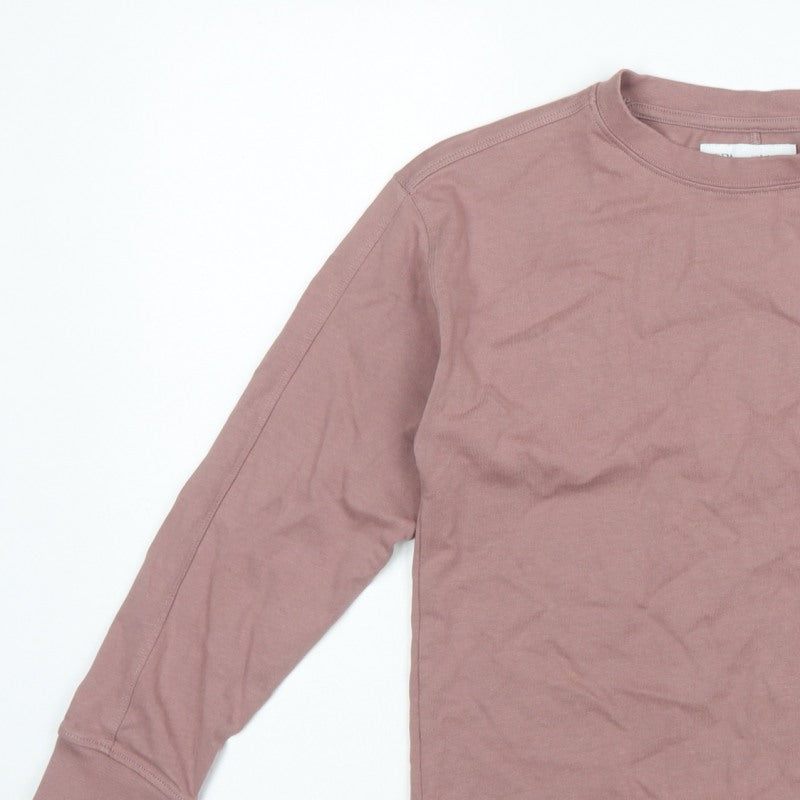Zara Boys Pink 9-10 Years Long Sleeve Logo Basic T-Shirt