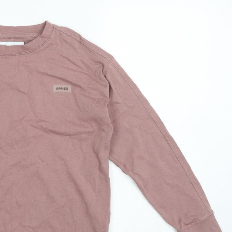 Zara Boys Pink 9-10 Years Long Sleeve Logo Basic T-Shirt