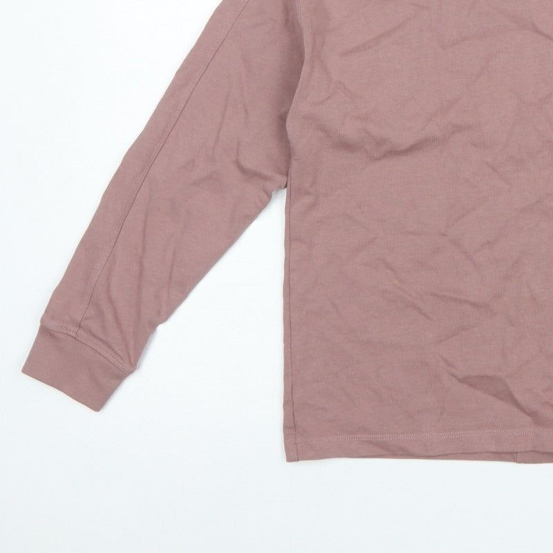Zara Boys Pink 9-10 Years Long Sleeve Logo Basic T-Shirt