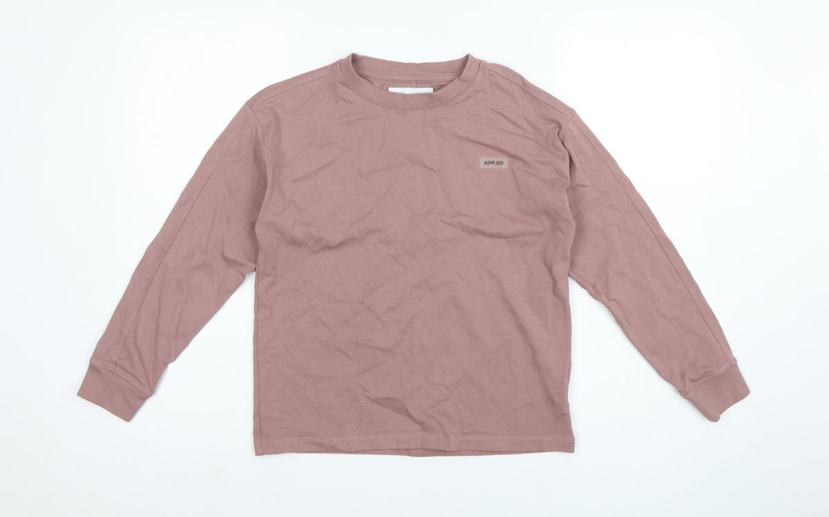 Zara Boys Pink 9-10 Years Long Sleeve Logo Basic T-Shirt